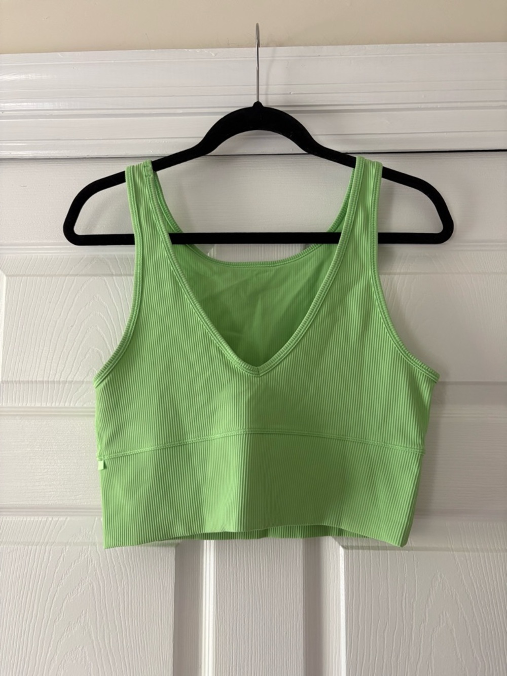 Lululemon Green Ribbed V-Neck Crop Tank Top